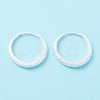 Textured 925 Sterling Silver Small Huggie Hoop Earrings EJEW-I260-29S-1