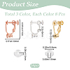 24Pcs 3 Colors Brass Screw On Clip-on Earring Findings KK-SP0001-19-2