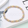 Brass Round Beaded Stretch Bracelets for Men Women BJEW-B148-05C-M-1