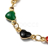 Ion Plating(IP) Golden 304 Stainless Steel Heart Link Chain Bracelet with Enamel BJEW-E088-01G-05-2