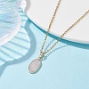 Natural Rose Quartz Oval Pendant Necklace NJEW-JN04487-01-2