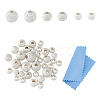 36Pcs 3 Size Round 925 Sterling Silver Textured Beads STER-DC0001-33-1