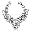 Personality Brass Cubic Zirconia Clip-on Nose Septum Rings AJEW-EE0002-001P-01-1