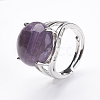 Adjustable Natural Amethyst Finger Rings RJEW-F075-01H-4