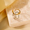 Adjustable 304 Stainless Steel Cuff Rings for Women LS-RJEW-B135-01GP-08-1