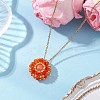 Dyed Natural Mashan Jade & Glass Seed Beaded Flat Round Pendant 304 Stainless Steel Cable Chain Necklaces NJEW-MZ00129-04-1