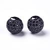 CZ Brass Micro Pave Grade AAA Gunmetal Color Cubic Zirconia Round Beads KK-O065-8mm-01B-NR-2
