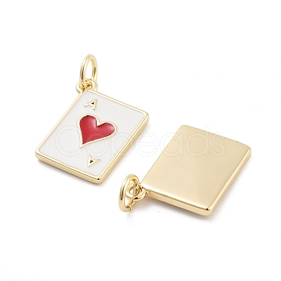 Playing Card Rack Plating Brass Enamel Pendants KK-G512-11G-1