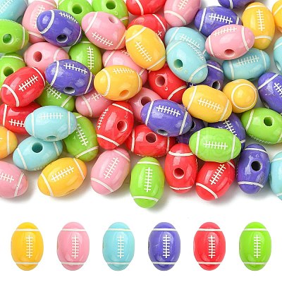 60Pcs 6 Colors Opaque Acrylic European Beads SACR-CJ0001-92-1