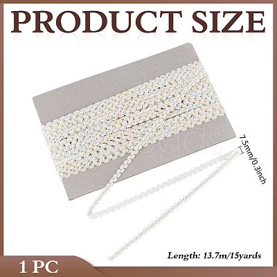 15 Yards Polyester Metallic Elastic Lace Trim OCOR-WH0082-151A-1