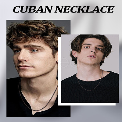 2Pcs Stainless Steel Punk Box Chain Necklaces for Men NJEW-LP0001-15EB-1