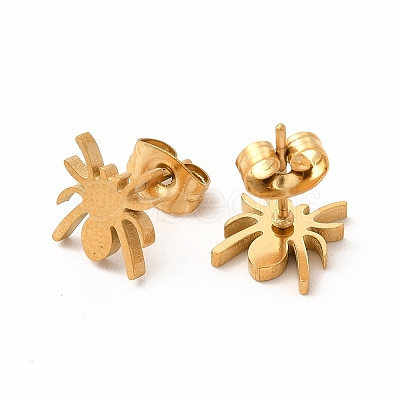 Halloween Spider 304 Stainless Steel Stud Earrings for Women EJEW-B019-01G-1