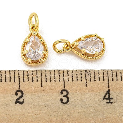 Brass Micro Pave Clear Cubic Zirconia Pendants KK-G490-33G-1