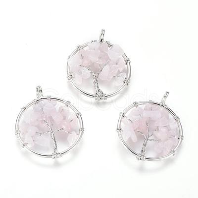 Natural Rose Quartz Pendants G-E419-08P-1