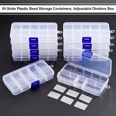 10 Grids Plastic Bead Storage Containers CON-WH0086-053A-1