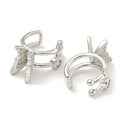 Brass Micro Pave Cubic Zirconia Cuff Earrings EJEW-C104-055P-1