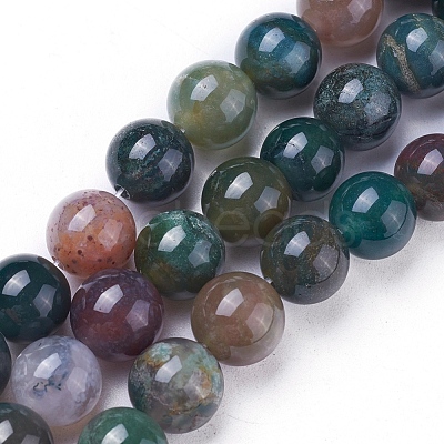 Natural Indian Agate Round Beads Strands G-N0120-06-10mm-1