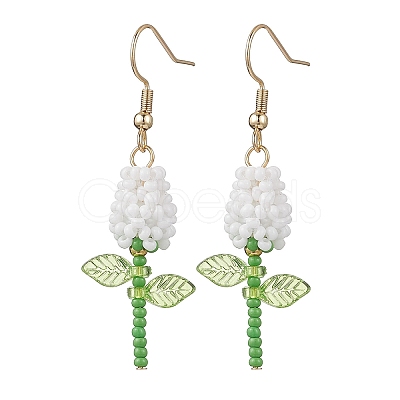 Stainless Steel Glass Flower Dangle Earrings EJEW-MZ00574-05-1