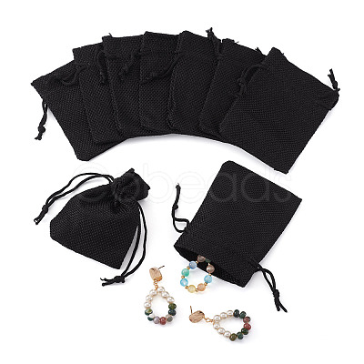 20Pcs Rectangle Polyester Imitation Burlap Packing Pouches Drawstring Bags ABAG-TA0001-95D-1