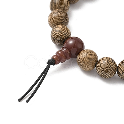 2Pcs 2 Styles Natural Carnelian & Wood Round Beaded Stretch Bracelets Sets for Men Women BJEW-JB12346-1