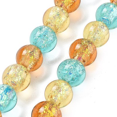 Handmade Foil Lampwork Beads Strands FOIL-K003-06B-16-1