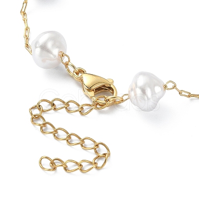 ABS Plastic Imitation Pearl Beaded Chain Bracelet BJEW-JB09421-1