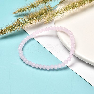 Faceted Glass Rondelle Beads Stretch Bracelet for Kid BJEW-JB06807-20-1