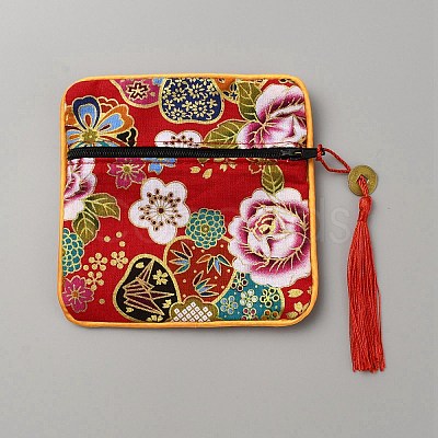 Square Cloth Jewelry Packing Pouches Drawstring Bags with Tassel ABAG-WH0032-68E-1