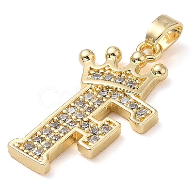 Rack Plating Brass Micro Pave Cubic Zirconia Pendants KK-D535-01F-RS-1