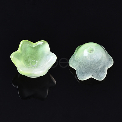 Transparent Two Tone Spray Painted Glass Beads GLAA-Q089-002B-010-1