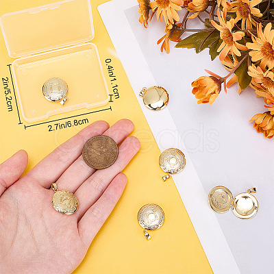 6Pcs Brass Locket Pendants KK-BBC0015-48-1