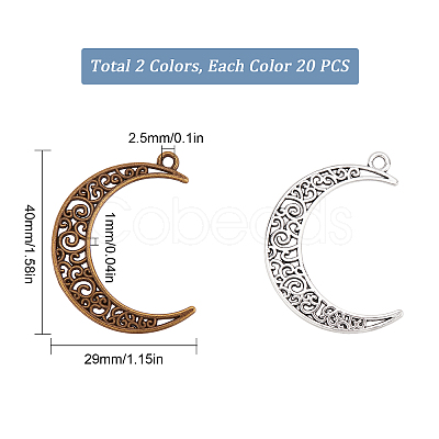 40Pcs 2 Styles Tibetan Style Alloy Pendants TIBE-SC0001-70-1