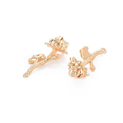 Brass Birth Flower Connector Charms KK-S364-232-1