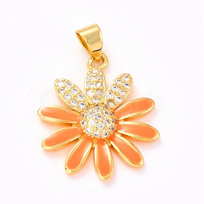 Real 18K Gold Plated Brass Micro Pave Cubic Zirconia Pendants ZIRC-L100-087G-08-1