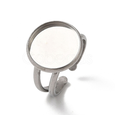 Non-Tarnish 304 Stainless Steel Cuff Ring Settings STAS-E202-02A-P-1