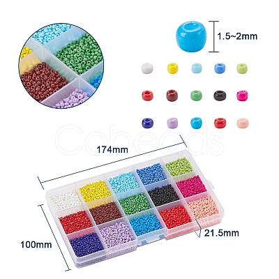 195G 15 Colors Glass Seed Beads SEED-YW0001-11C-1