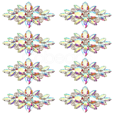 8Pcs Glass Cabochons(Hot Melt Adhesive On The Back) GGLA-FG0001-07A-1