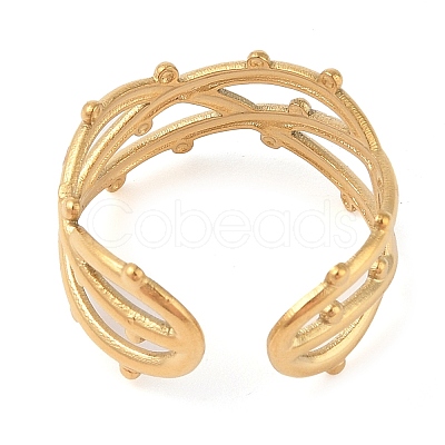 Ion Plating(IP) 304 Stainless Steel Open Cuff Rings for Women LS-RJEW-Z057-10G-01-1