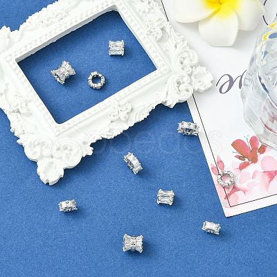 10Pcs 5 Styles Brass Micro Pave Cubic Zirconia Beads KK-CJ0004-20-1