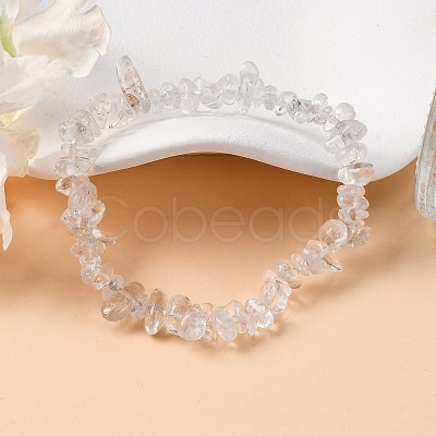 Unisex Chip Natural Quartz Crystal Beaded Stretch Bracelets BJEW-S143-16-1
