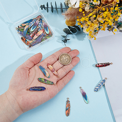 32Pcs 8 Colors Alloy Enamel Pendants FIND-GF0008-98-1