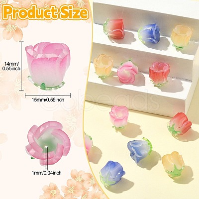 16Pcs 4 Colors Gradient Color Opaque Acrylic Beads MACR-CJ0002-32-1