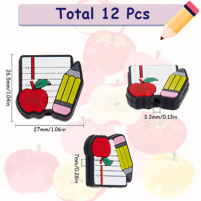 12Pcs Teachers' Day Food Grade Silicone Focal Beads SIL-SC0001-82-1