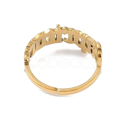 Ion Plating(IP) 304 Stainless Steel Constellation Open Cuff Ring for Women RJEW-C097-01G-04-1