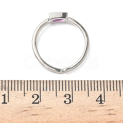 Rectangle Brass with Glass Cuff Rings for Women RJEW-Z111-05P-1