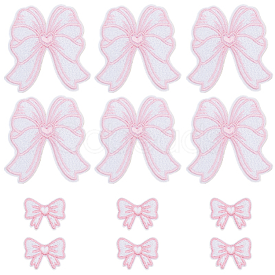12Pcs 2 Styles Bowknot Polyester Iron on/Sew on Patches DIY-CY0001-15-1