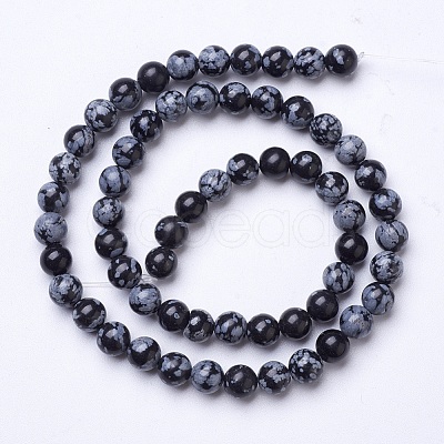 Natural Snowflake Obsidian Beads Strands G-D855-11-6mm-1