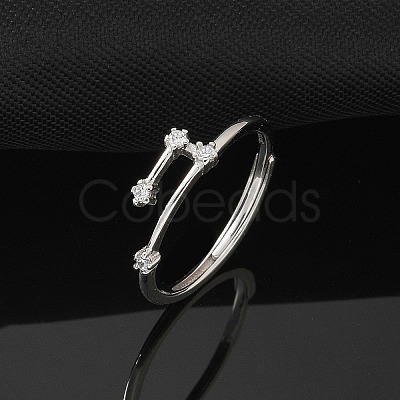 Constellations Rhodium Plated 925 Sterling Silver Micro Pave Clear Cubic Zirconia Adjustable Rings for Women RJEW-P130-01P-F-1