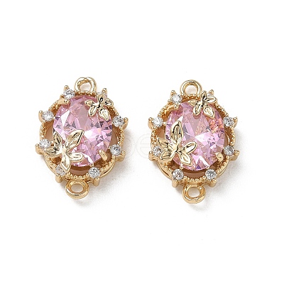 Brass Micro Pave Cubic Zirconia Connector Charms KK-P355-12G-03-1