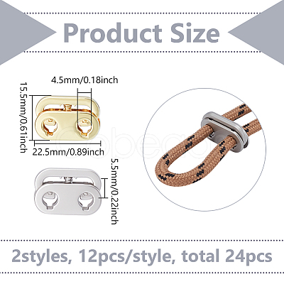 24Pcs 2 Colors Alloy Spring Cord Locks FIND-FG0005-27-1